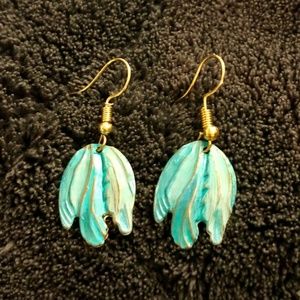 Aqua Tulip Dangle Earrings